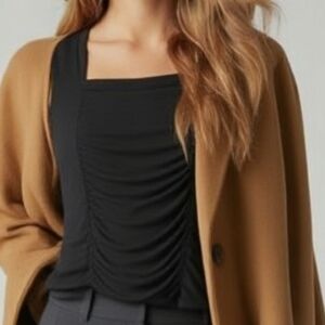 Jacqueline Smith  Navy Rushed Front & Smooth Sleeveless Blouse Size Lar…